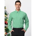thumbnail image 2 of Unique Bargains Men's Plaid Button Down Long Sleeves Dress Checkered Shirts XL Green White, 2 of 6