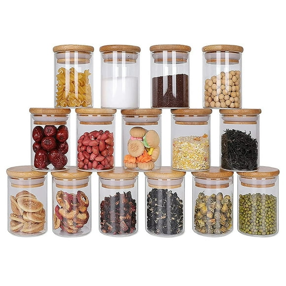 Storage Jars Glass Spice Jars Airtight Glass Containers Made Of Glass Jars With Lid Set, Storage Jars Set Glass Storage Kitchen Tea Spice Jars