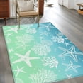 thumbnail image 3 of Marine Life Washable Area Rugs 2.7'x5', Starfish Shell Coral Gradient Blue Green Ocean Low Pile Throw Living Room Rug Non-Slip Sturdy Edge Binding Carpet for Indoor Entryway Bedside Kitchen, 3 of 9