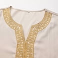 thumbnail image 4 of SIYUDAN Kaftan for Men Casual Long Sleeve Beach Summer Embroidered Gown Beige Abaya, 4 of 9
