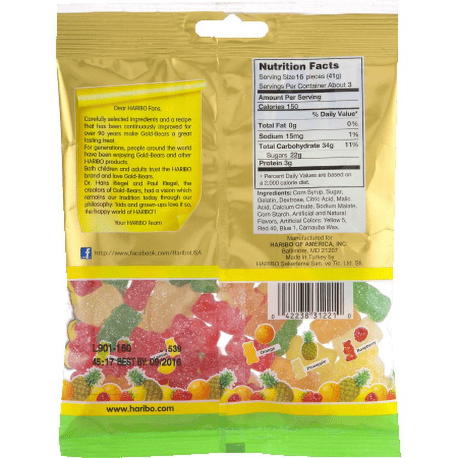 (6 pack) Haribo Sour Gold Bears Gummi Candy, 4.5 Oz