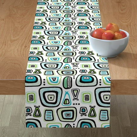 

Cotton Sateen Table Runner 90 - Retro Apples Pears Scandinavian Kitchen Pear Fruit Style Garden Food Print Custom Table Linens by Spoonflower