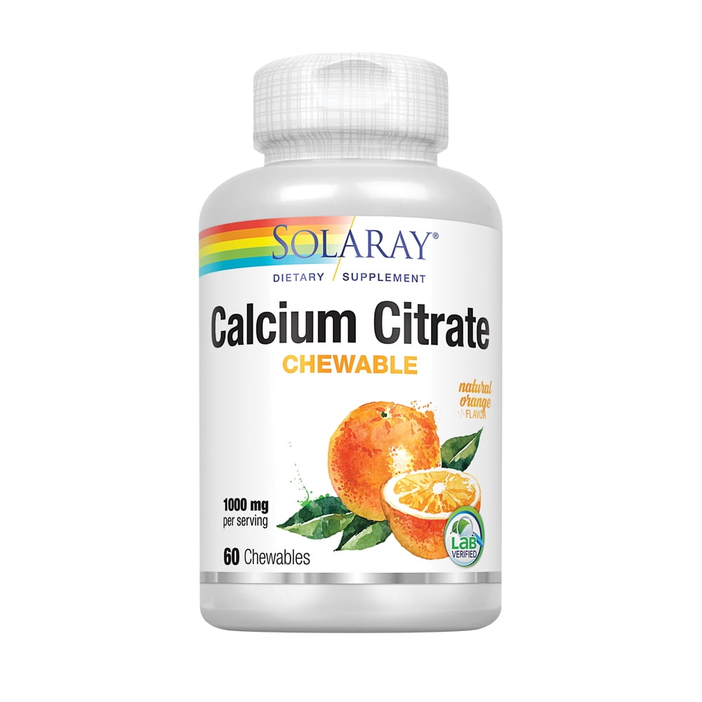 Solaray Calcium Citrate 1000mg Natural Orange Flavor Teeth & Bone