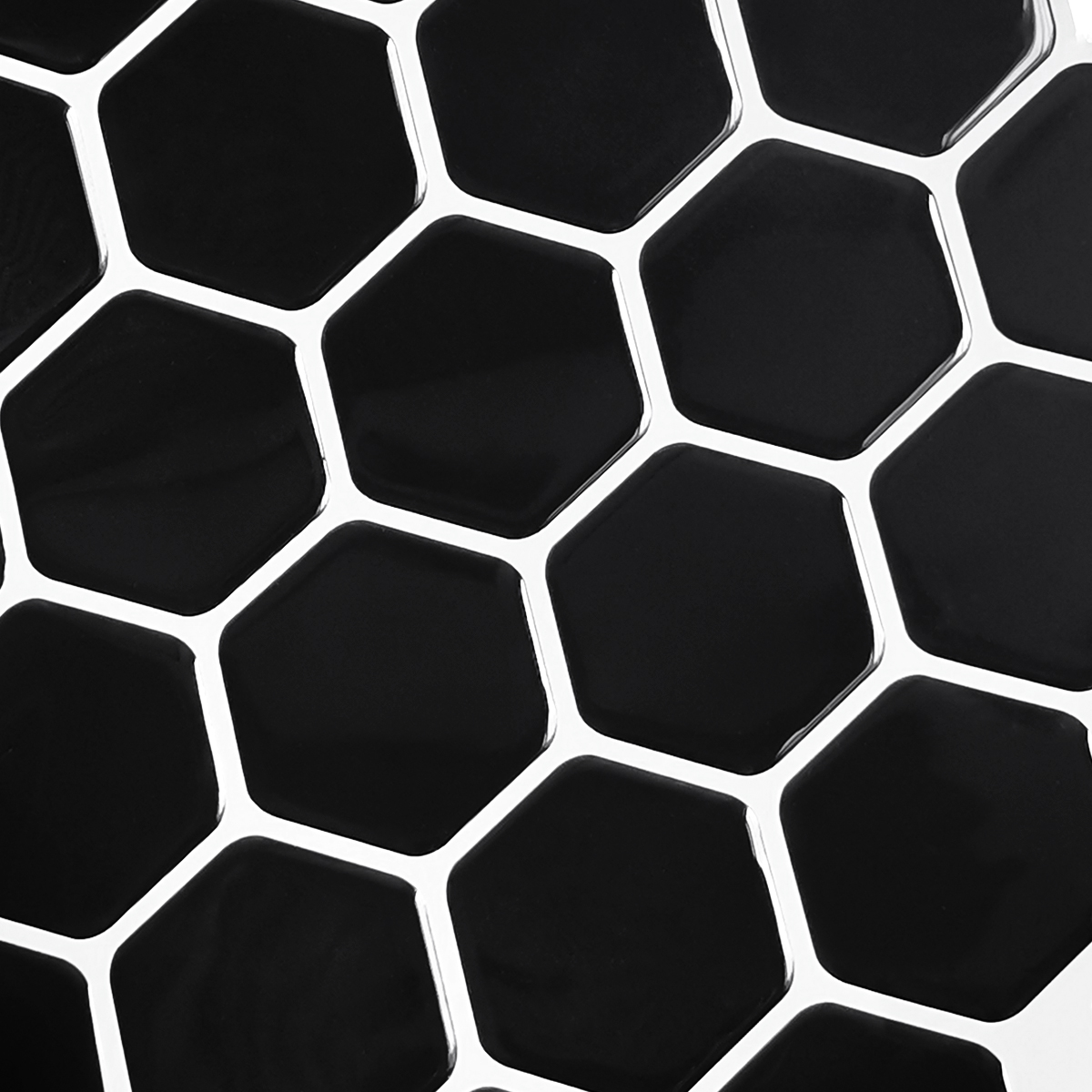Clever Mosaics 3D Hexagon Black Peel and Stick Vinyl Tile for Kitchen and Bathroom Backsplash (10 Sheets)