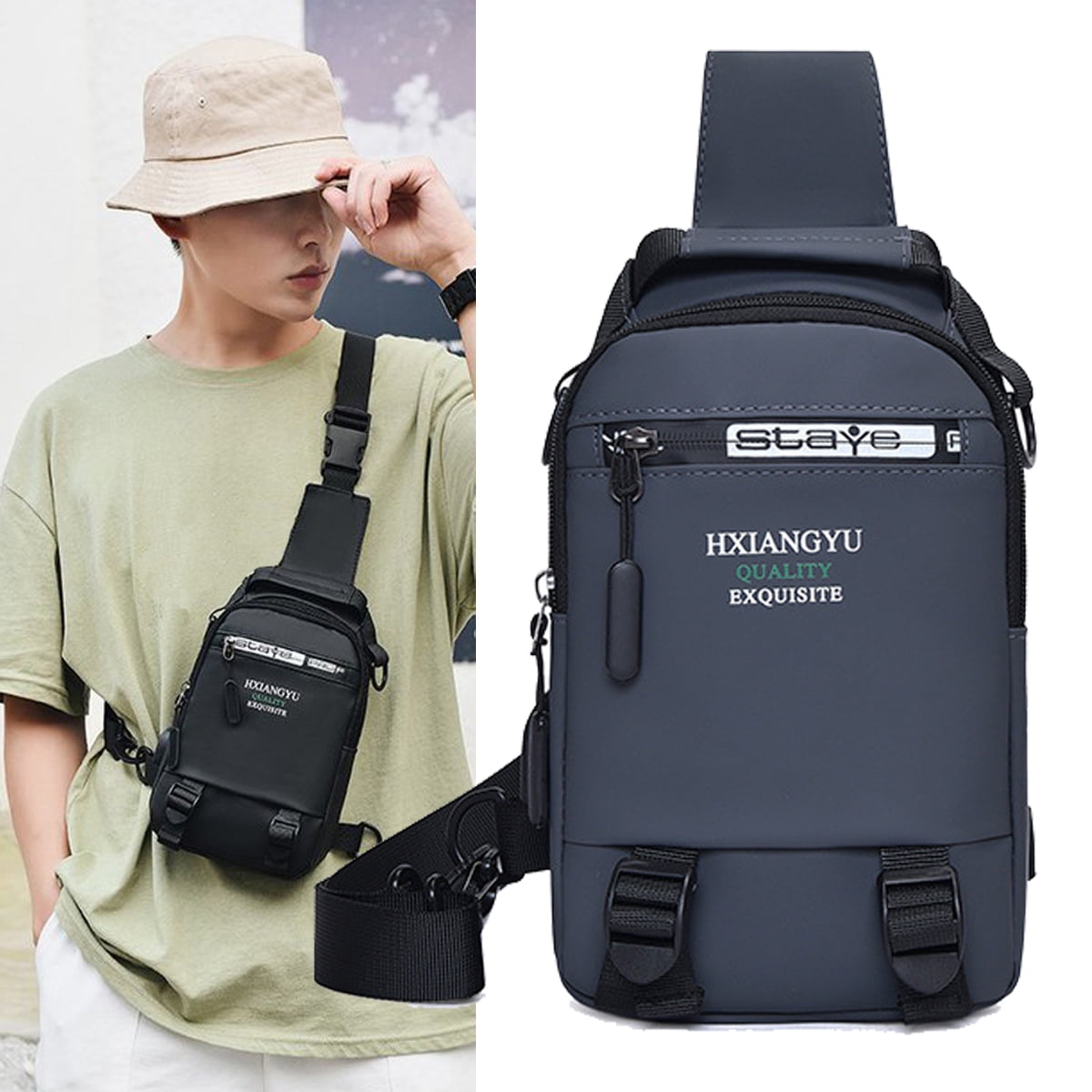 QingYusb charging small shoulder bag men waterproof male messenger bag