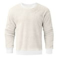 thumbnail image 4 of biudgviw Fuzzy Sweatshirt for Men Warm Casual Long Sleeve Pullover Sweatshirt Loose Crewneck Solid Color Basic Shirts, 4 of 4