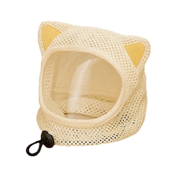 Regulable Drawstrings Cats Protective Head Cover Breathable Meshes Lovely Ear for Anti Licking Prevention