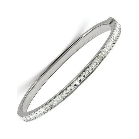 Crystal Hinge - Stainless Steel Polished w/Preciosa Crystal Hinged Bangle