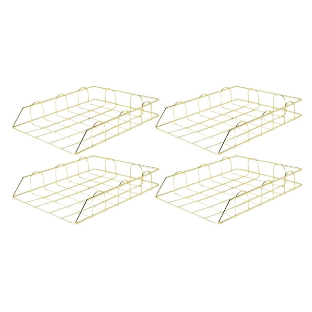 4 unids / set bandeja de cartas apilable de Metal para , estante para archivos de papel, soporte para revistas, almacenamiento para la shamjiam Organizador de bandeja de archivos de escritorio