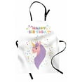 thumbnail image 1 of Unicorn Party Apron Happy Birthday Lettering Doodle Mythical Horse on Circles Swirls Background, Unisex Kitchen Bib Apron with Adjustable Neck for Cooking Baking Gardening, Multicolor, by Ambesonne, 1 of 3