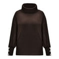 thumbnail image 4 of Lroplie Shirts for Women Plus Size Round Neck Long Sleeve Womens Tops Fashion Bow Collar Solid Buttons Sleeve Knitted Sweater Warm Top Clothes Brown 2023 XL, 4 of 8