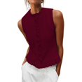 thumbnail image 5 of BODOAO Women's Sleeveless Ruffle Blouse High Neck Ruffle Front Tiered Ruffle Hem Relaxed Fit Flowy Dressy Tank Top Wine L, 5 of 9