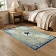 thumbnail image 2 of ODIKA 5'x7' Washable Area Rug Easy Care, Non-Shedding, Pet Friendly, Ocean Seashell Coral Reef Bathroom Nautical Wave Border Starfish Flowing Dynamic for Small Living Room, Bedroom, 2 of 7