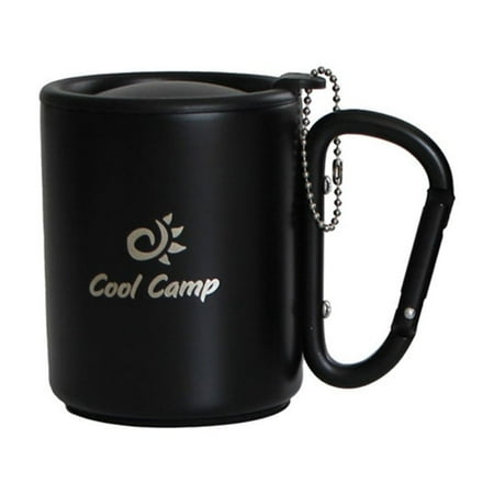 Camping Carabiner with Lid Water Mug Stainless Steel Coffee Cups for Hiking