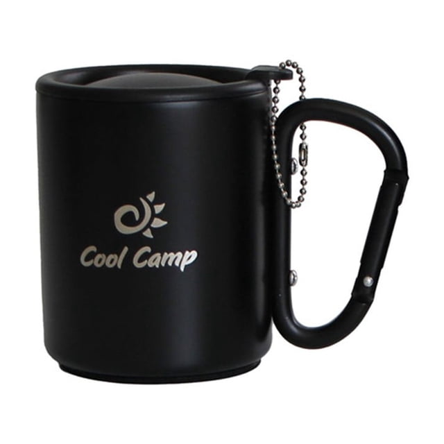 Mousqueton Portable avec Poignée et Couvercle pour Voyage en Plein Air Tasse à Café Camping Randonnée Tasse Légère en Acier Inoxydable Pièces