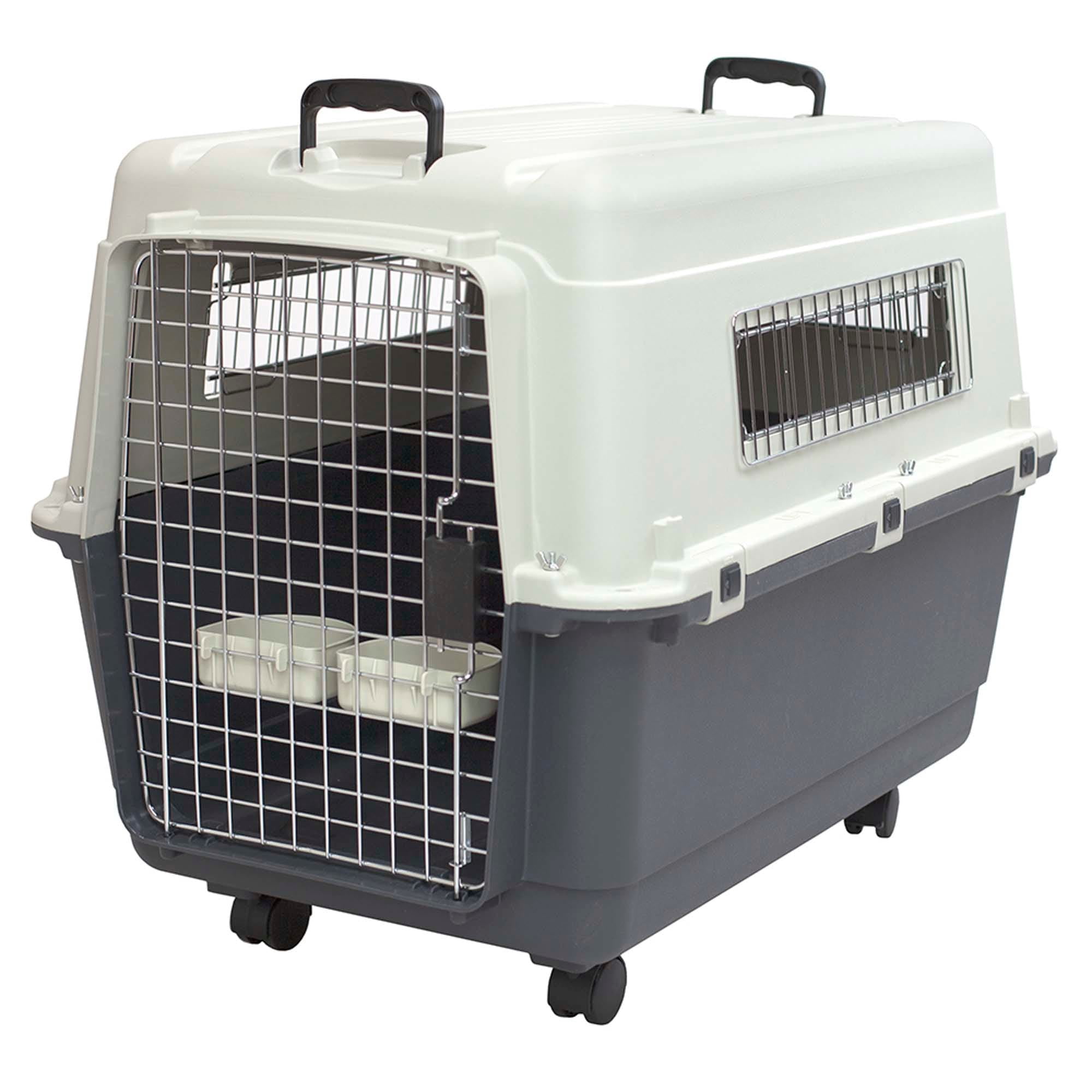 Sport Pet Designs Rolling Plastic Airline Approved Wire Door Travel Dog Crate, 3X-Large