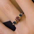 thumbnail image 4 of Gem Stone King 925 Sterling Silver and 10K Yellow Gold Red Tiger Eye and Black Onyx 3 Stone Engagement Ring for Women (1.56 Cttw, Cushion Cut 6MM and 4MM, Available in Size 5, 6, 7, 8, 9), 4 of 4