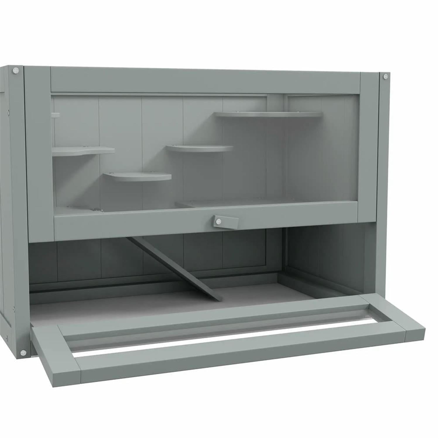 Kadyn 23" Wooden Hamster Cage with Openable Top, Door, Shelf, Ladder, 2-Level Small Animal Habitats for Guinea Pig Cages, Gray
