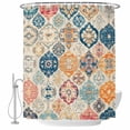thumbnail image 2 of Boho Morocco Waterproof Fabric Shower Curtain,Retro Farmhouse Ethnic Neutral Aesthetic Waterproof Fabric Shower Curtain for Bathroom Curtains Bathtubs Shower Curtains with 12 Hooks Small 36x78in, 2 of 8