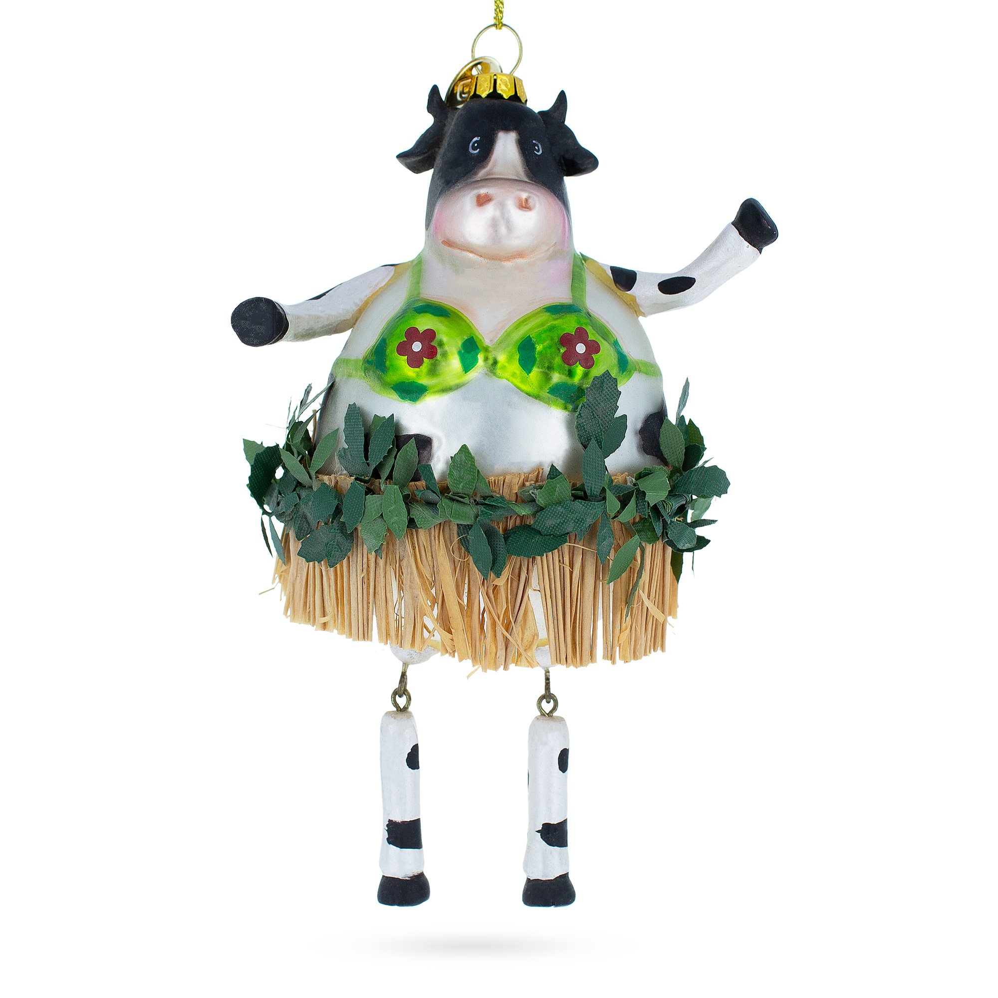 BestPysanky Cow in the Bra Dancing Glass Christmas