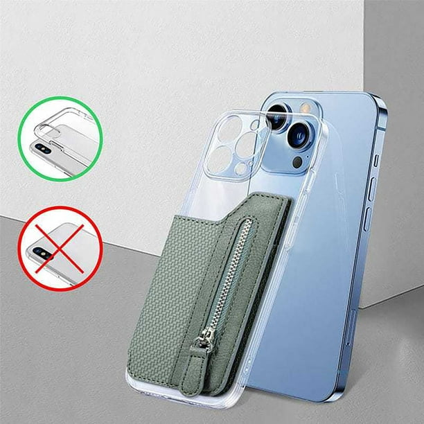 Estuche para tarjetas para teléfono móvil, con tapas abatibles izquierda y derecha, con cremallera, funda para teléfono móvil, con pegatina trasera personalizada.