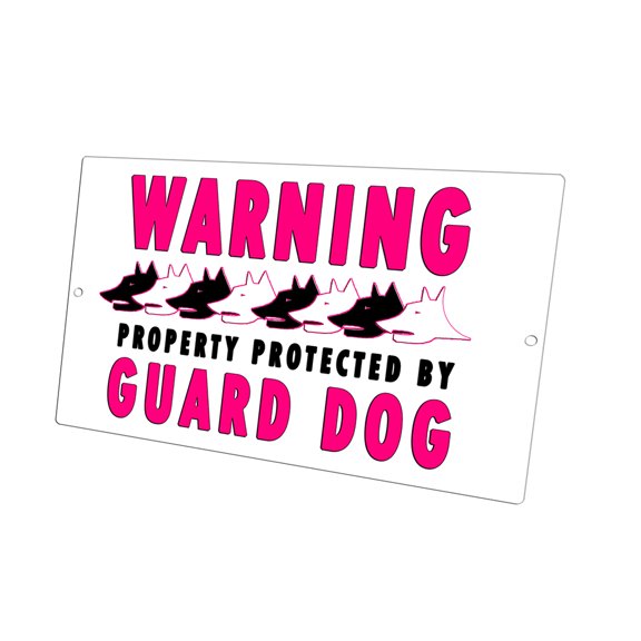KuzmarK Yard Lawn Fence Sign - Warning Protected By Guard Dog Pink