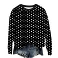 thumbnail image 5 of VEKDONE Women’s Polka Dot Print Sweatshirt Long Sleeve Crewneck Casual Pullover Tops Loose Fit Lightweight Basic Sweatshirts, 5 of 7