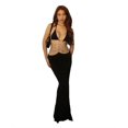 thumbnail image 2 of Womens Sexy Halter Straps V-Neck Backless Bodycon Long Dress Hollowed Metal Chain Patchwork Ruched Butt Party Dresses Black L, 2 of 4