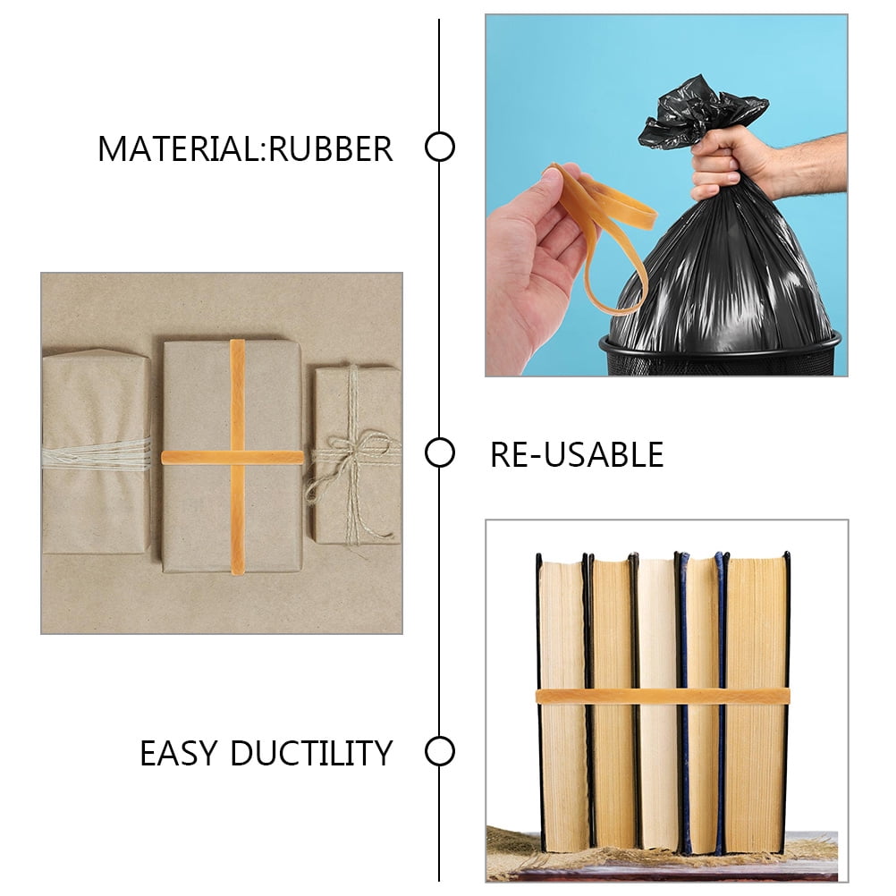 Milisten Durable Golden Rubber Bands 500g Bag, 11 Inch Length, 0.47 Inch Width, 0.08 Inch Thickness for Office and Home Use