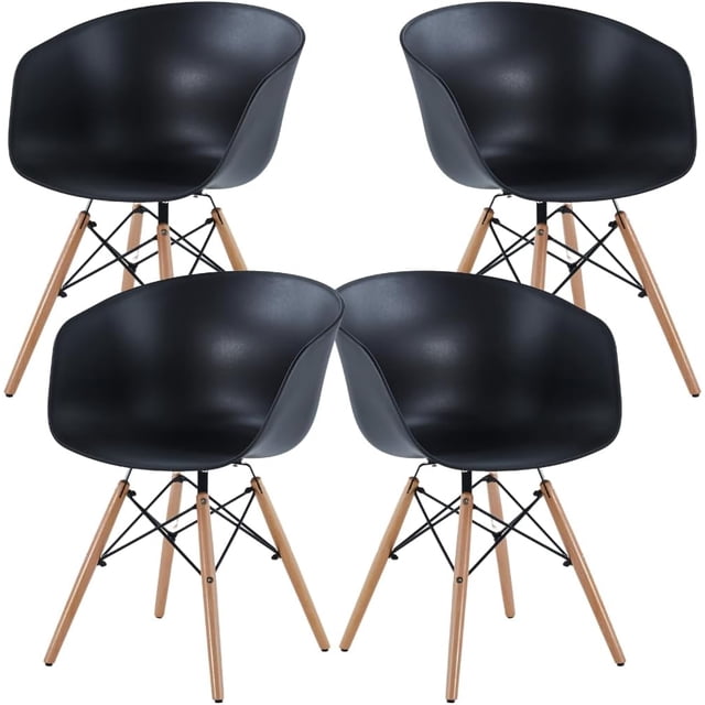 Set de 4 Sillas Sartré de comedor u oficina Color Negro FRATELLO MUEBLES