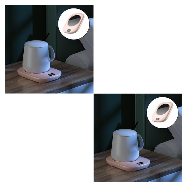 Bewildely Calentador de taza eléctrico Bebida de escritorio Apagado automático Taza de bebida Almohadilla de calefacción 2piezas Rosa