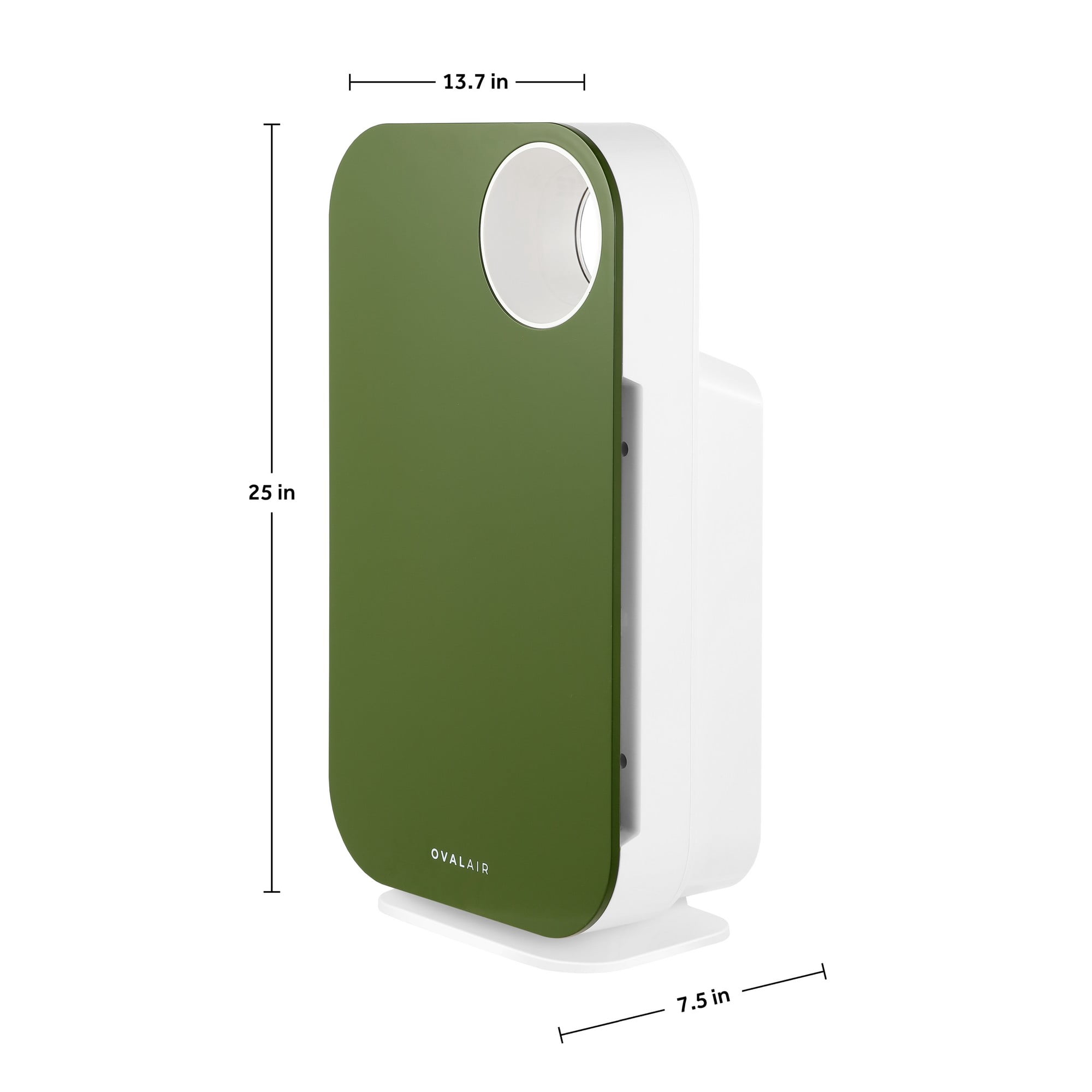 OVAL AIR 3-Stage H13 True HEPA 5-in-1 Air Purifier for Rooms up to 600 sq. ft. reduces Allergies, Asthma, Pets, Odor, Smoke, Cypress Creek Green, AIR1000E