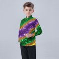 thumbnail image 5 of snilers Infant Toddler Boys Mardi Gras Shirts Long Sleeve Lapel Button Down Shirt 3D Graphic Print Cute Party Tops 6M-8Y, 5 of 7