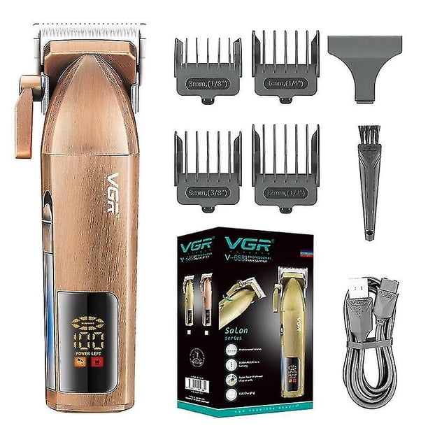 Cortadora de pelo profesional de Metal Vgr para hombres, cortadora de pelo recargable por Usb, cortadora de pelo eléctrica inalámbrica para peluquero