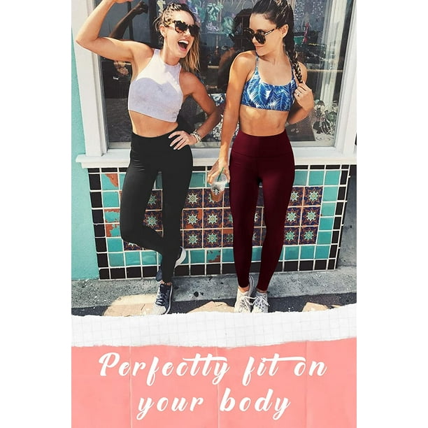 3 Pack Women Leggings No See Through High Waisted Tummy Control