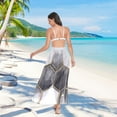 thumbnail image 7 of FORMRS Womens Beach Sarong Semi-Sheer Bikini Wrap Skirt Swimsuit Cover-ups, Gray Hexagons, 7 of 7