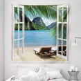 thumbnail image 1 of Beach Tapestry, Ocean Beach Seascape Sunbeds Balcony Summer Picture Tropical Island, Fabric Wall Hanging Decor for Bedroom Living Room Dorm, 5 Sizes, White Green and Blue, by Ambesonne, 1 of 1