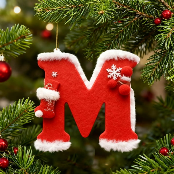 Decoraciones de Árbol de Navidad 26 Letras Personalizadas Colgante Colgante Ornamentos para Árbol de Navidad Árbol de Navidad Ornamentos