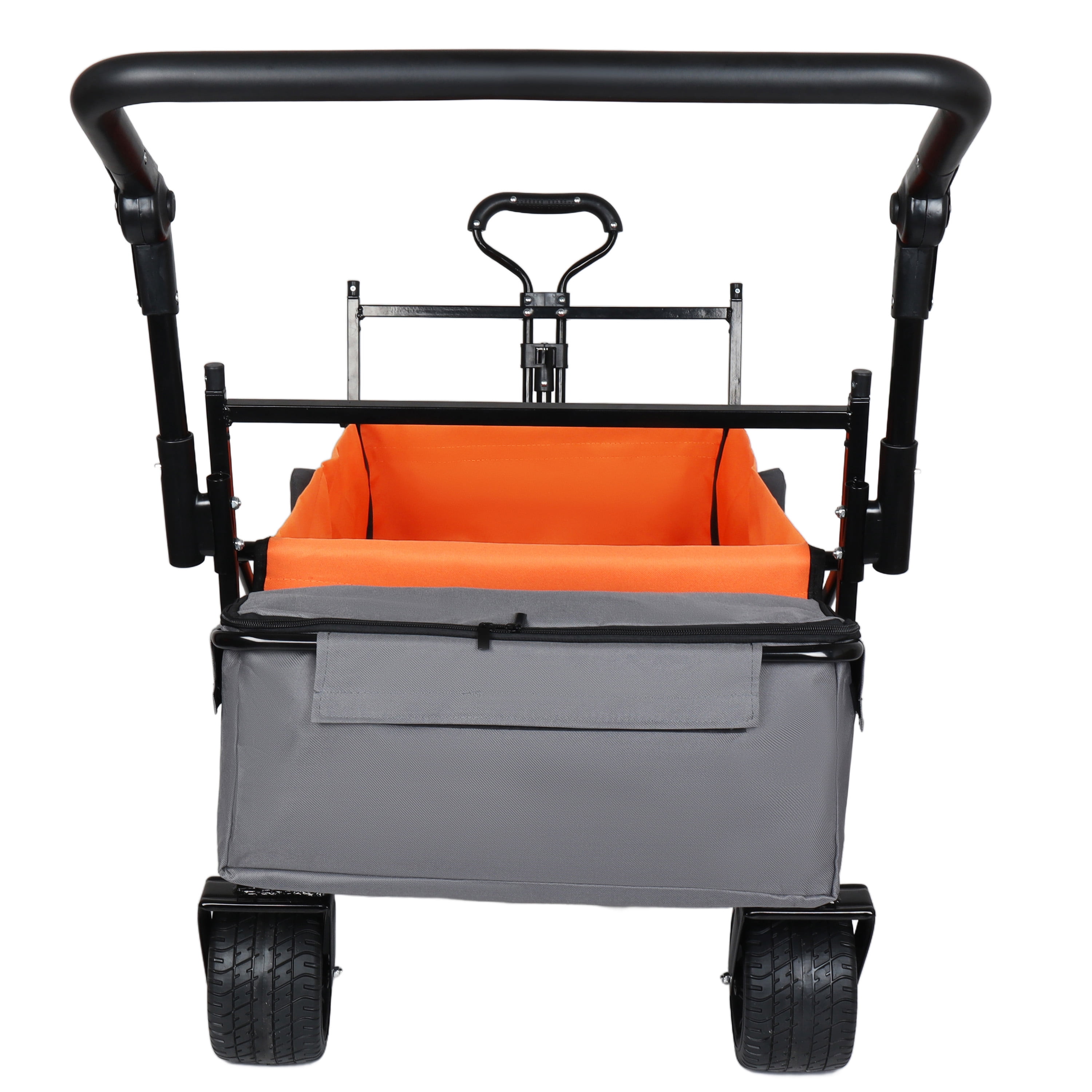 Collapsible Wagon with Canopy, 480Lbs Capacity, 7" All-Terrain Wheels, Push Handle & Drink Holders, Foldable Utility Cart for Camping Shopping Garden