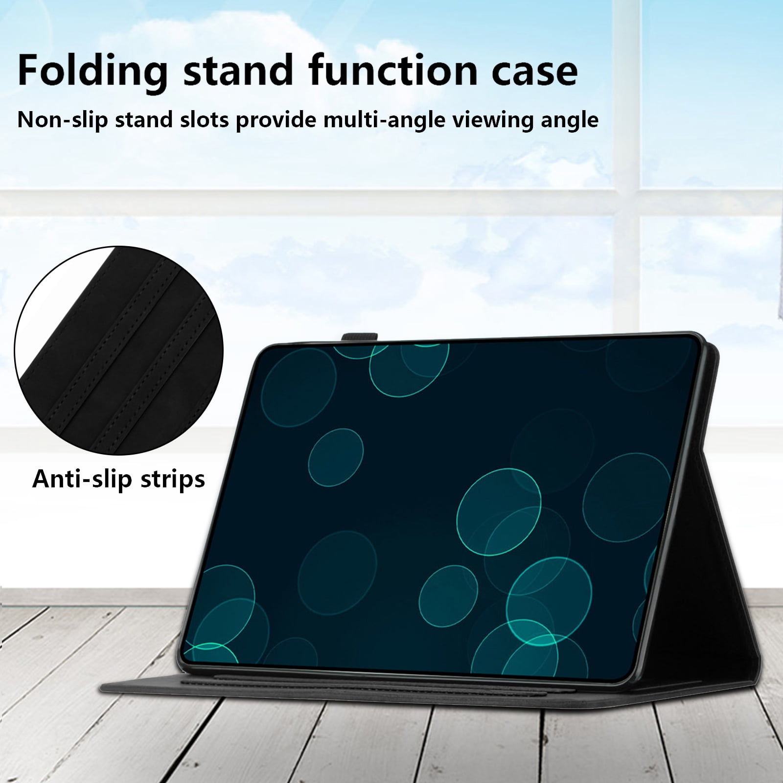 Allytechgroup for iPad (A16) 11th Generation 11 inch Case 2025 with Stand/Pencil Holder/Card Pockets/Magnetic Closure Smart Embossed Palm Tree PU Leather Folio Wallet Cover, [Auto Wake/Sleep], Black