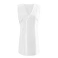 thumbnail image 4 of Vestido sin mangas de lino con cuello en V para mujer - Falda chaleco ajustada de color liso para verano, mezcla de poliéster - Tallas S-XXL para vacaciones/uso diario, 4 of 4