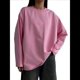 thumbnail image 3 of Camisetas de Larga Extragrandes para Mujer 2025, Camisetas Básicas de Cuello Redondo, Tops de Otoño, Ropa Informal de Entrenamiento Y2K Rosa L, 3 of 10