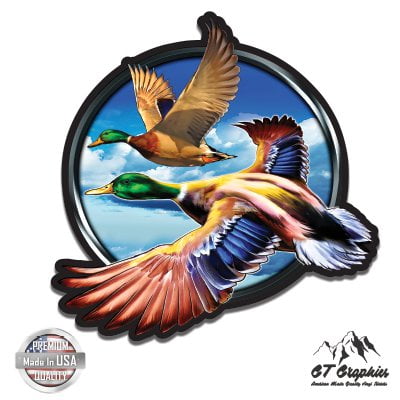 Green Head Ducks - 3" Vinyl Sticker - For Car Laptop I-Pad Phone Helmet Hard Hat - Waterproof Decal