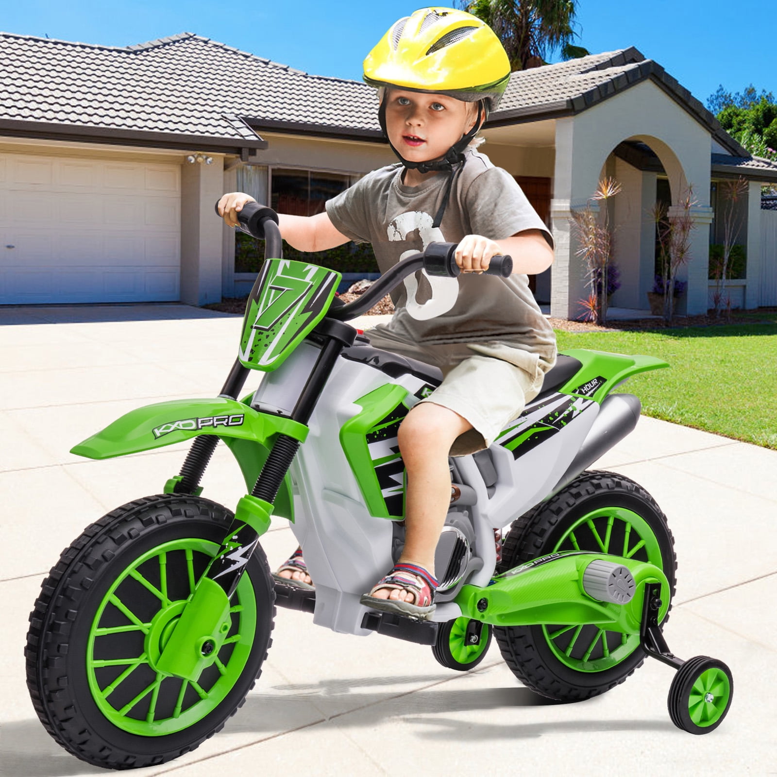 Xmas Toy 12V Kids Electric Bike Ride-On Motorcycle Bike w/ Training Wheel 