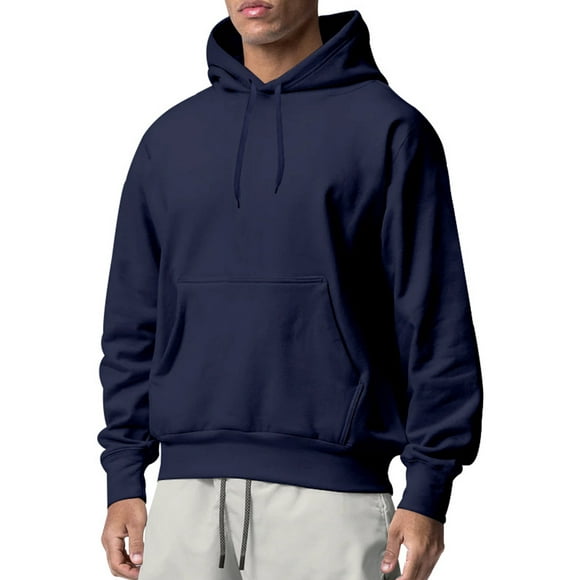 Daeful Men Hooded Sweatshirt Drawstring Sweatshirts Winter Long Sleeve Regular Fit Hoodies Navy Blue S