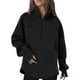 thumbnail image 3 of Camisas de trabajo para mujer,Sudadera holgada con capucha para mujer, con solapa y cremallera, manga larga con abertura para el pulgar, mezcla de poliéster, ropa informal, sopatenor, 3 of 9