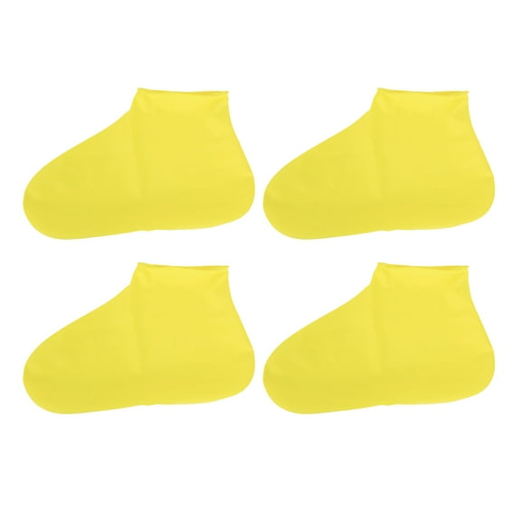 WHAMVOX Yellow Latex Shoes Protector Cover 2 Pairs for Outdoor Activities Rainy Days
