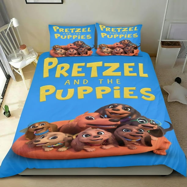 Pretzel y los Cachorros Conjunto de sábanas temático, trío de piezas, cómodo y amigable con la piel, diseño único, regalo de decoración para el hogar para familiares, amigos y fans,173cm *218cm