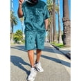 thumbnail image 6 of INCERUN Men's Short Sleeve Tops + Shorts Set Velvet Blend Summer Two-piece Suits, 6 of 7