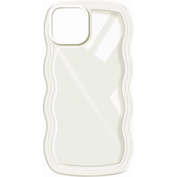Compatible with iPhone 11 Pro Case Cute Curly Wave Frame Shape Slim Translucent Back Anti-Fingerprint Shockproof for iPhone 11 Pro Case,White